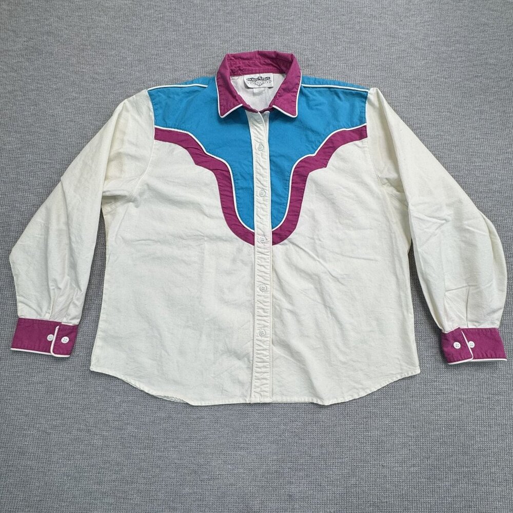 Vintage The San Angelo Collection 80s Western Shirt Mens 48 Multicolor Cotton - Picture 3 of 15